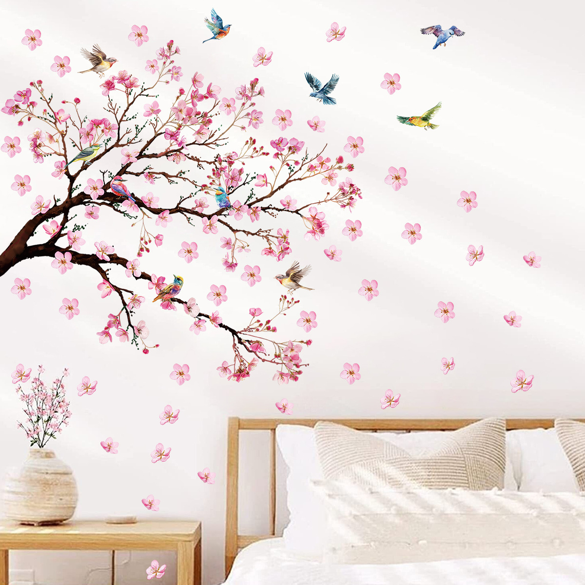 Baby Girl Nursery Quotes - Aquarel Vogel Bloem Muurstickers Woonkamer Decoratie