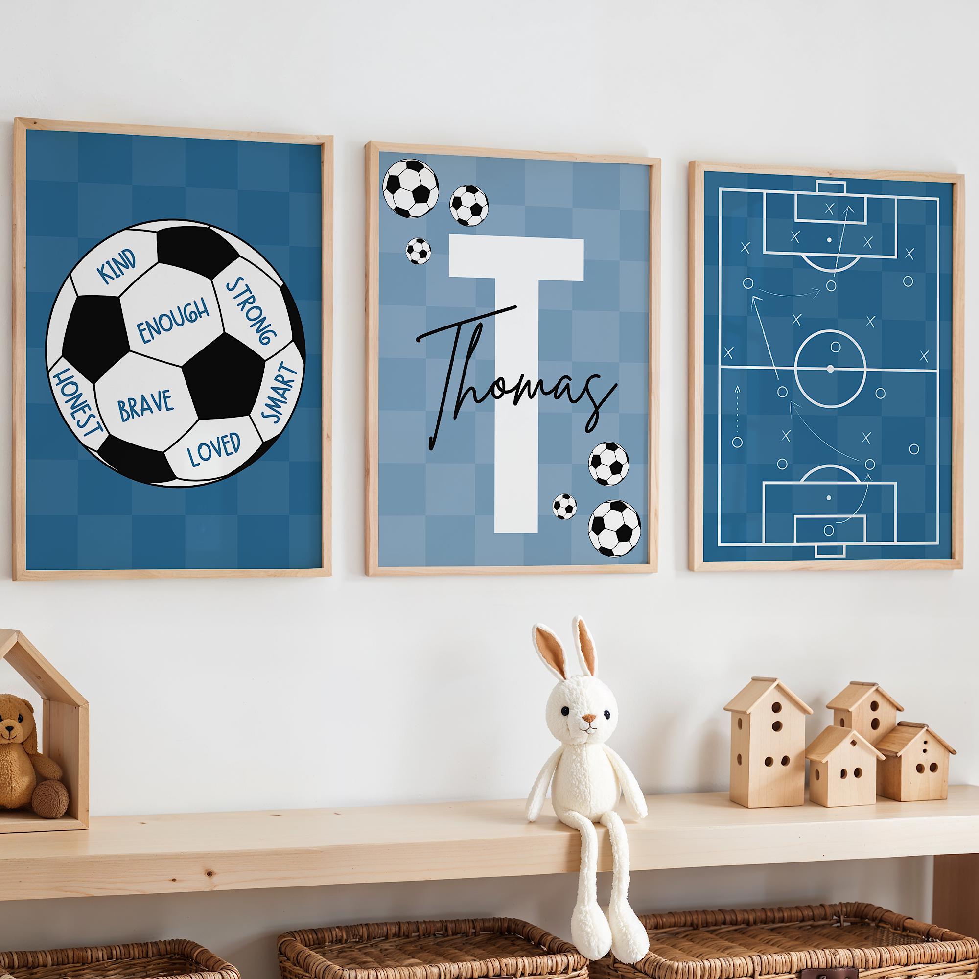 Baby Nursery Wall Art - Aangepaste voetbal muur kunst set bevestiging