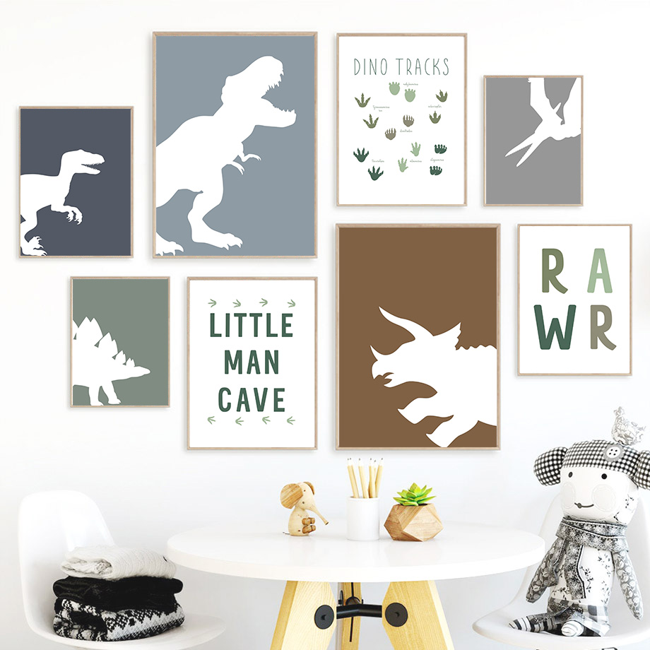 Baby Girl Nursery Quotes - 1PC frameloze decoratieve kunstprint, Jurassic Dinosaur