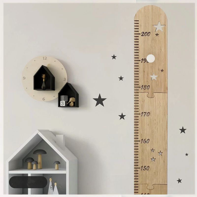 Baby Nursery Vinyl - 5 vellen Noordse houten kinderhoogtegroeigrafiek liniaal