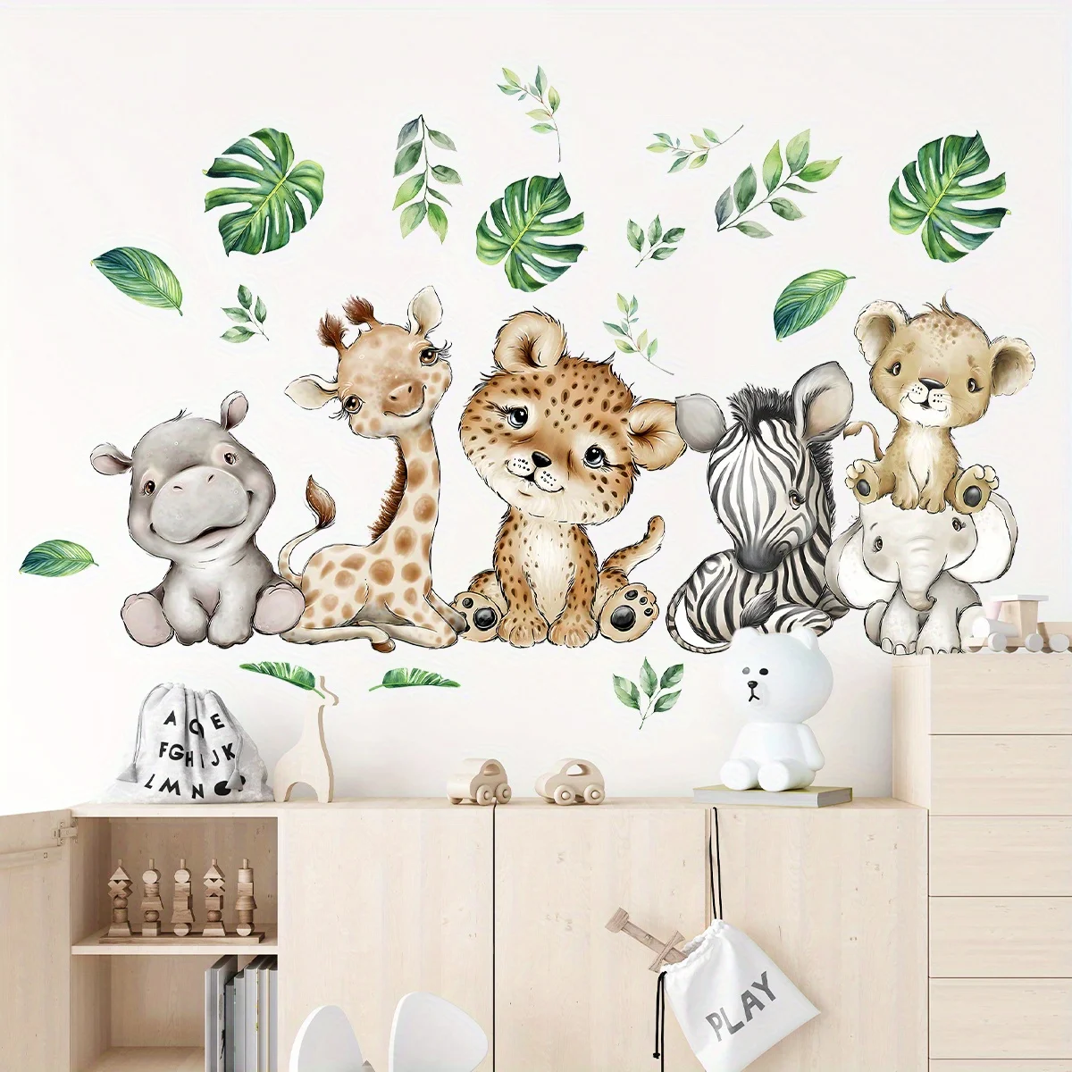 Baby Nursery Vinyl - 1PC Cartoon Leuke Nijlpaard Tijger Olifant