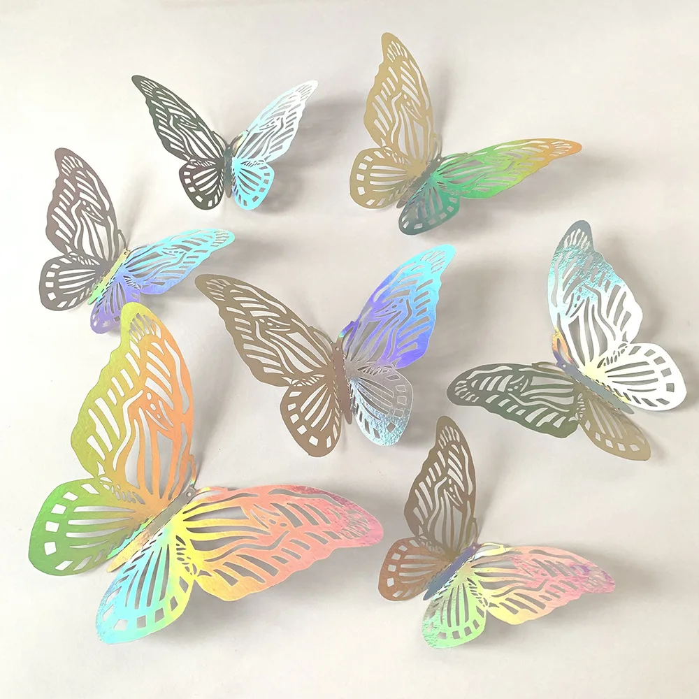 Baby Girl Nursery Quotes - 12 stuks kleurrijke zilveren vlinder muur