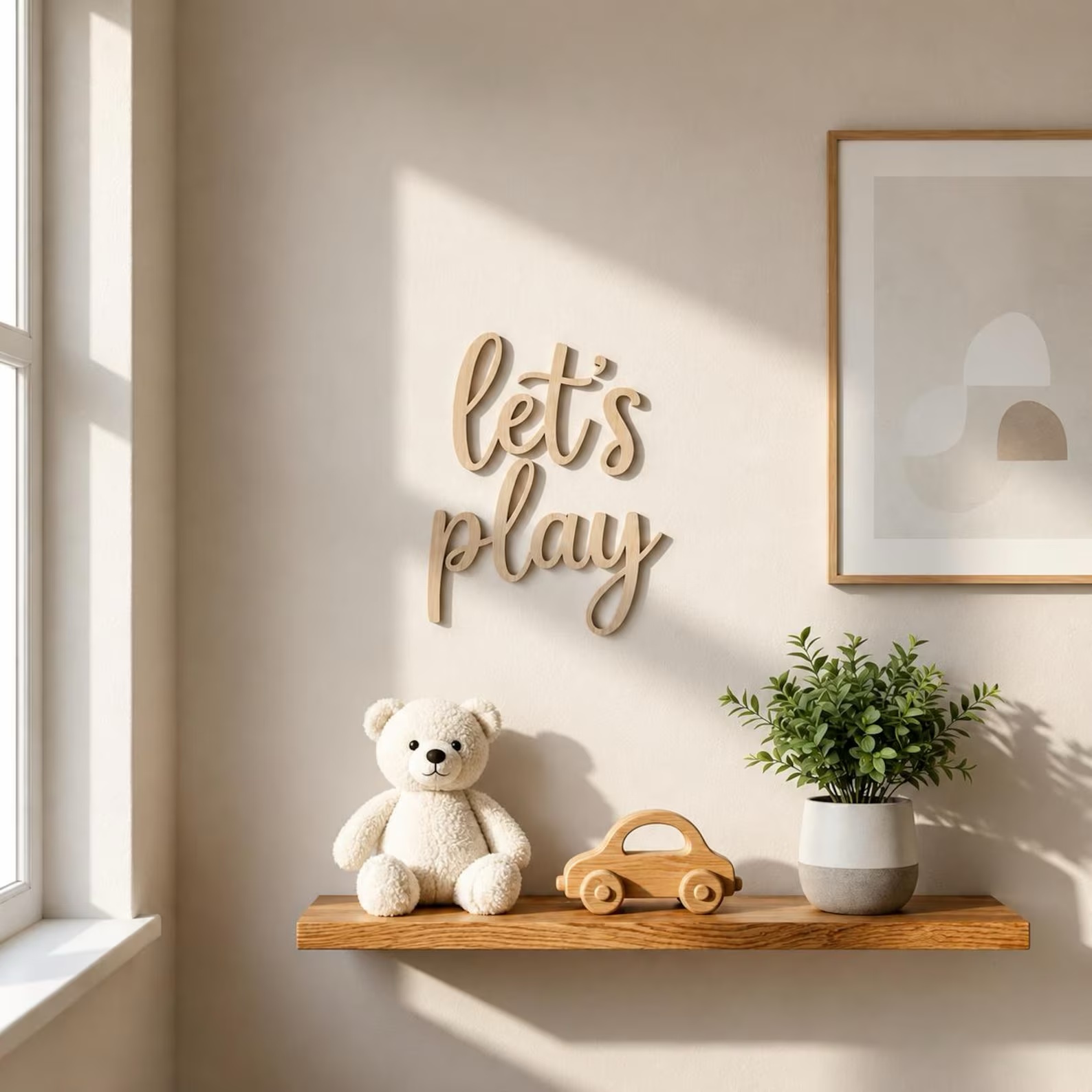 Baby Nursery Wall Art - Laten we spelen houten wandbord, speelkamer
