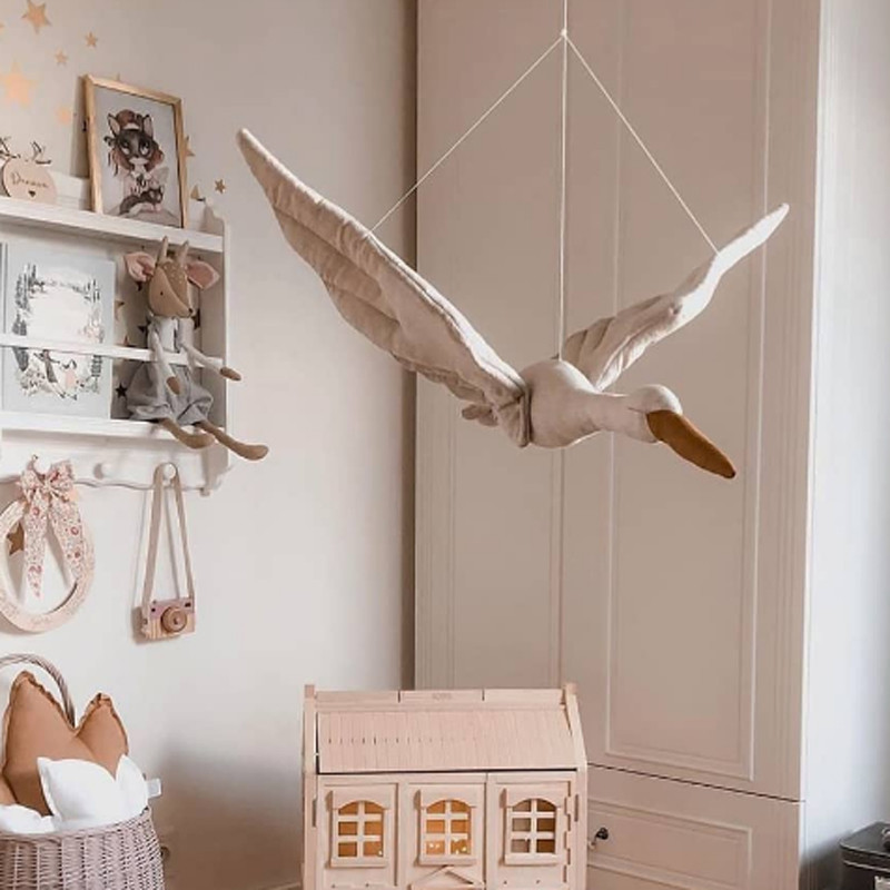 Baby Nursery Fabric - Nieuwe babykamerdecoratie creatieve wanddecoratie zwaan pluche