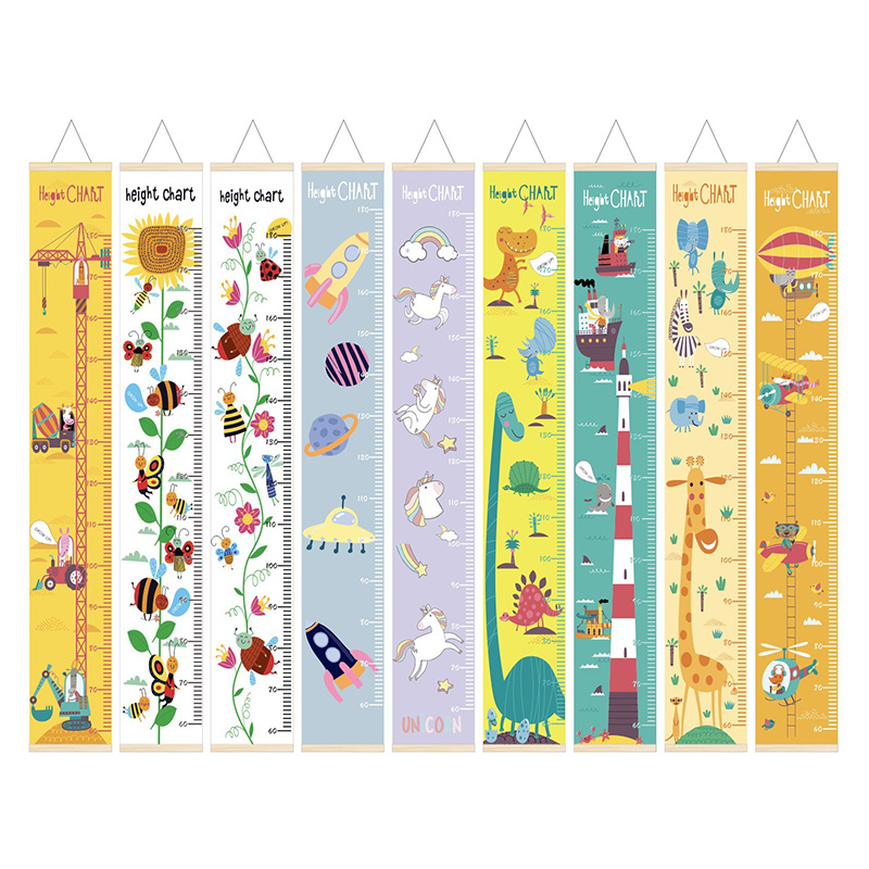 Baby Nursery Fabric - Jongens Meisjes Groei Grafiek Houten Frame