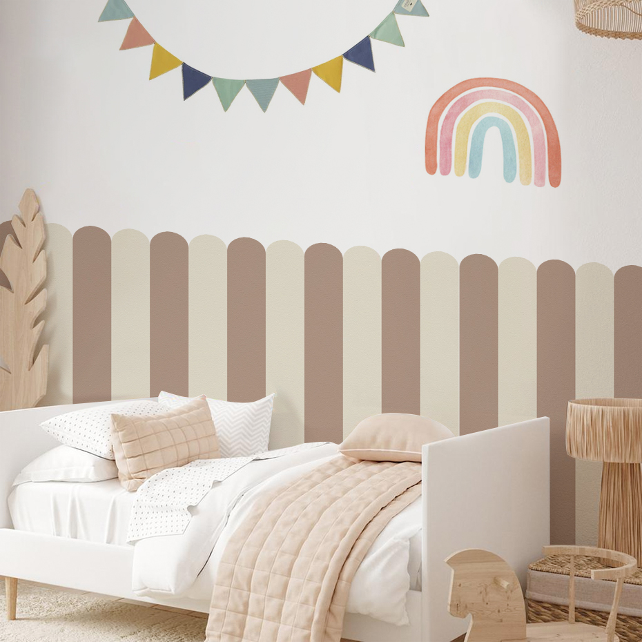 Baby Nursery Vinyl - Veelkleurig verticaal gestreept boogbehang kinderkamer kindermuurkunst