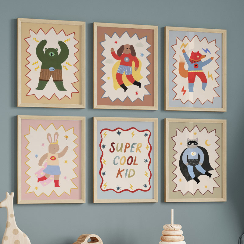Baby Nursery Fabric - Grappige cartoon super coole kinderkamer wanddecoratie