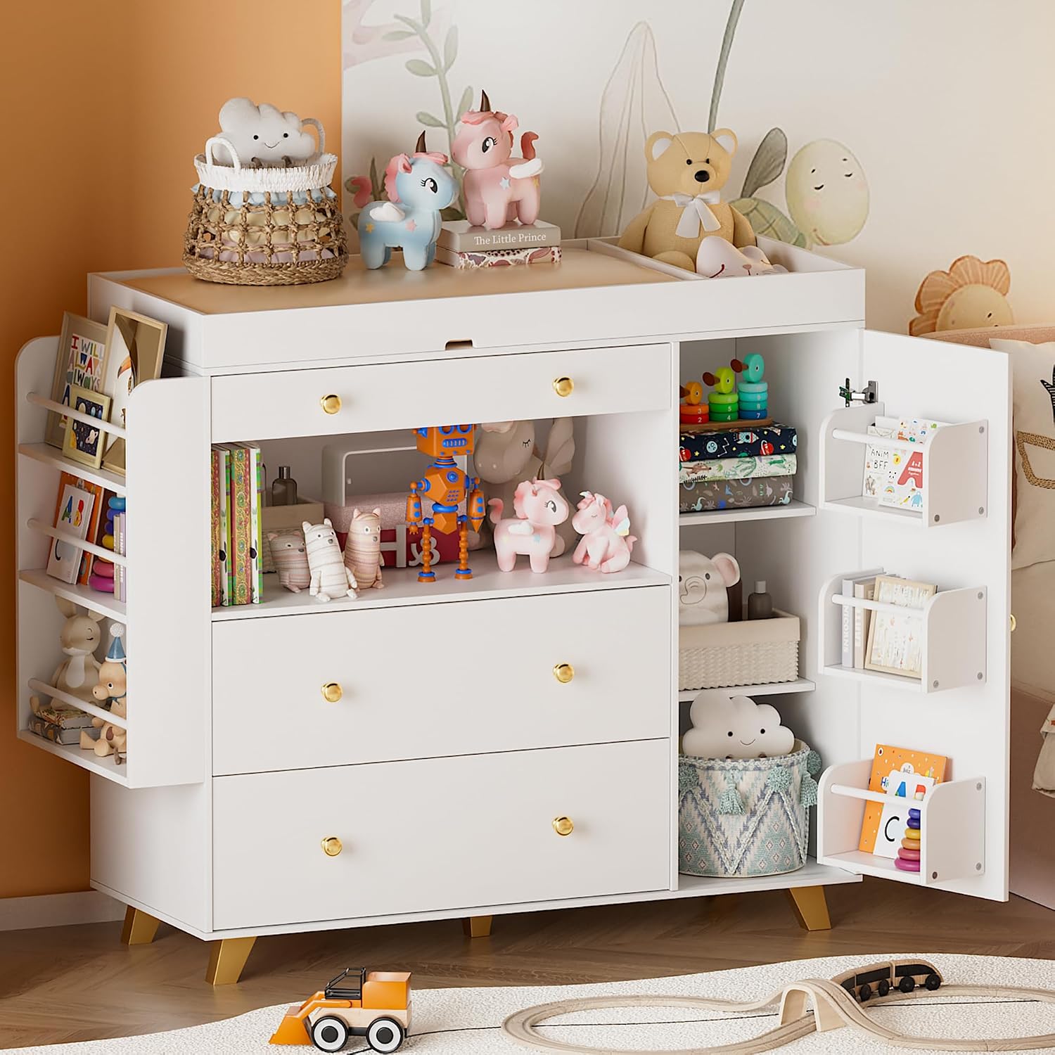 Kinderkamer commode met babyve - Baby Nursery Dresser Changing Table recensie en prijs