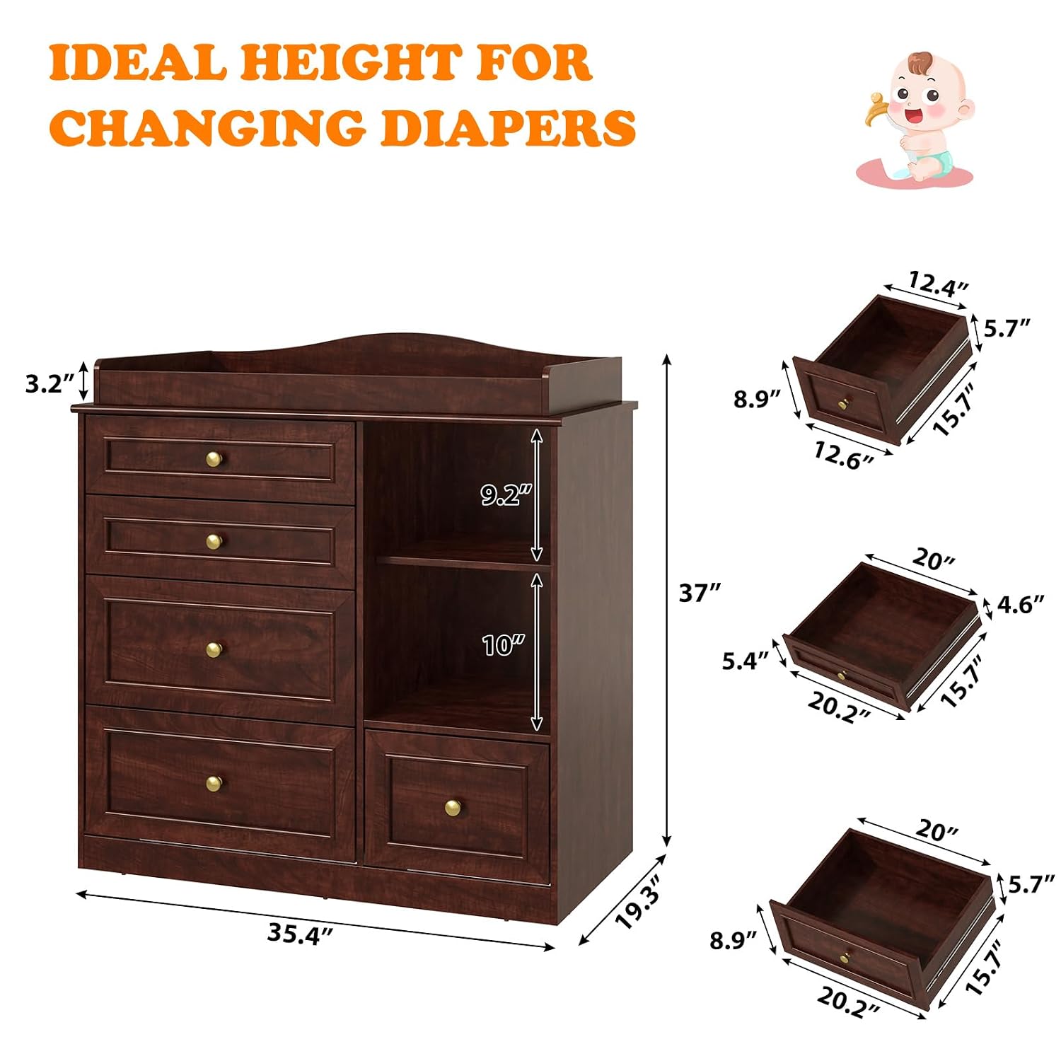 Verzorgingskastje voor babykam - Baby Nursery Dresser Changing Table recensie en prijs