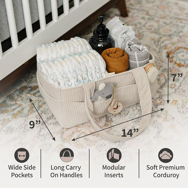 Ruime opvouwbare corduroy luie - Baby Nursery Handles recensie en prijs