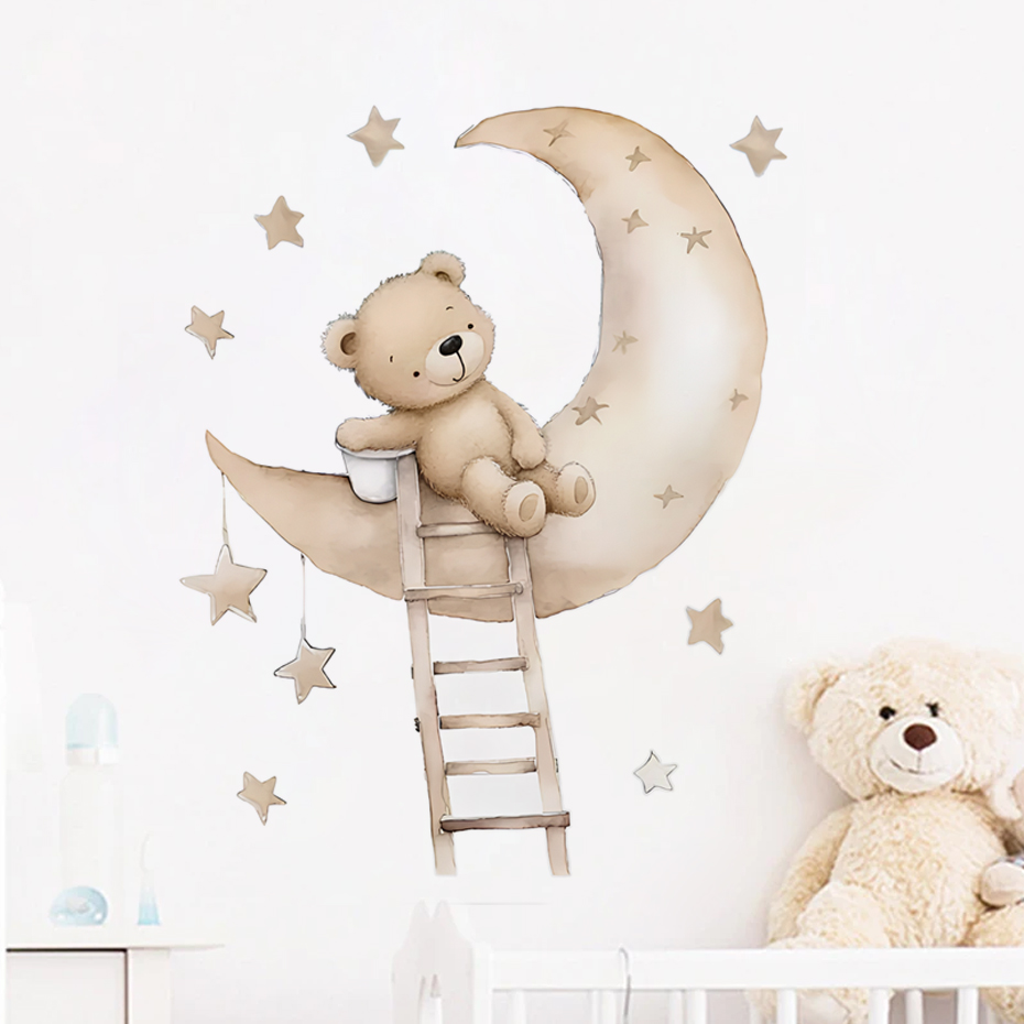 Schattige beer ster wolk muurs - Baby Girl Nursery Quotes recensie en prijs