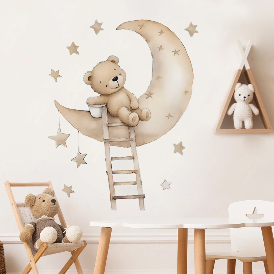 Schattige beer ster wolk muurs - Baby Girl Nursery Quotes recensie en prijs