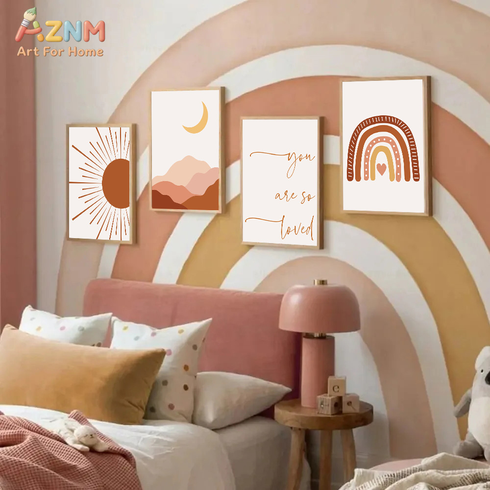AZNM Boho Zon Maan Regenboog C - Baby Nursery Wall Art recensie en prijs