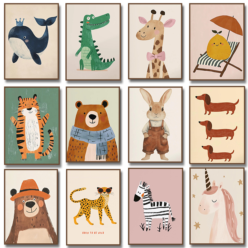 Schattige dierenillustratie po - Baby Nursery Wall Art recensie en prijs