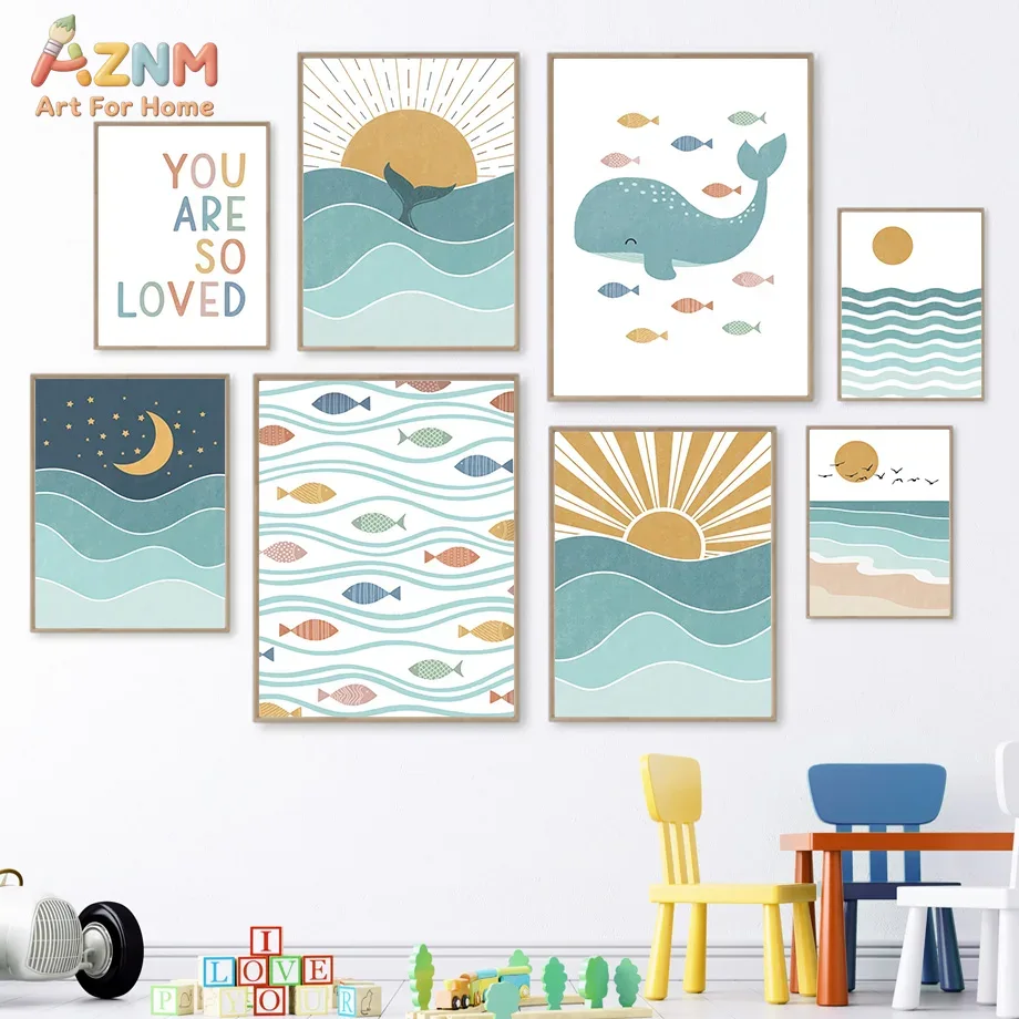 AZNM Boho Oceaan Canvas Wandde - Baby Nursery Wall Art recensie en prijs