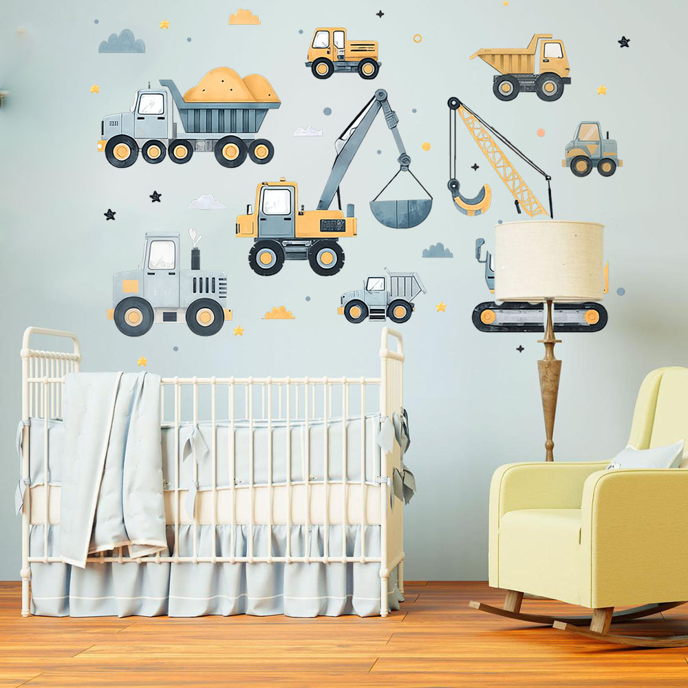 Cartoon graafmachine voertuige - Baby Nursery Vinyl recensie en prijs