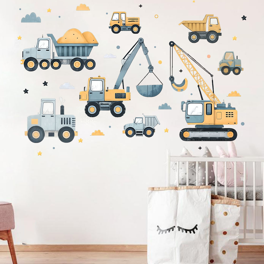 Cartoon graafmachine voertuige - Baby Nursery Vinyl recensie en prijs