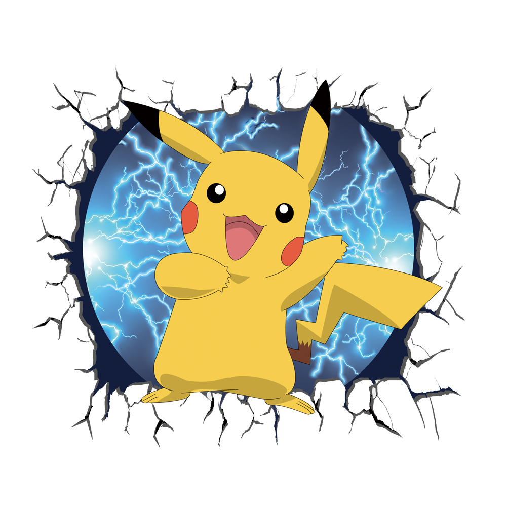 3D gebroken muur cartoon Pikac - Baby Nursery Vinyl recensie en prijs