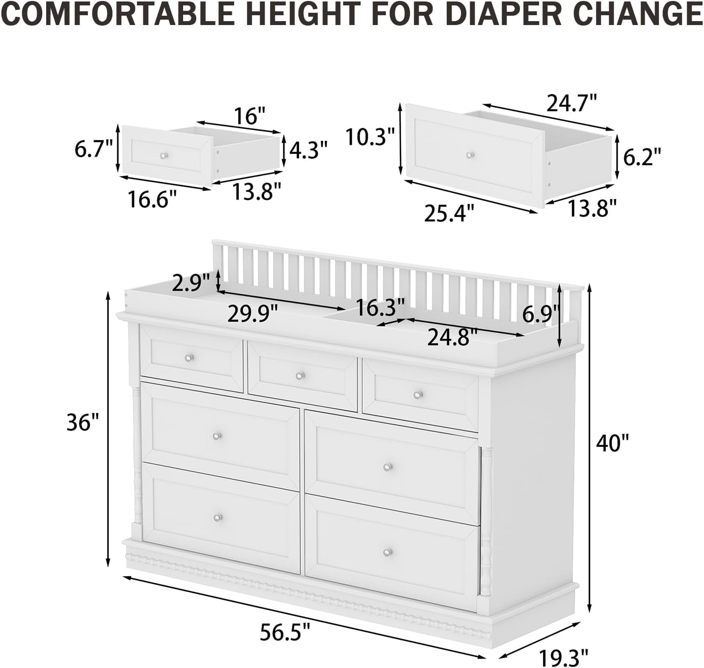 56,5 inch babyverschoontafel c - Baby Nursery Dresser Changing Table recensie en prijs