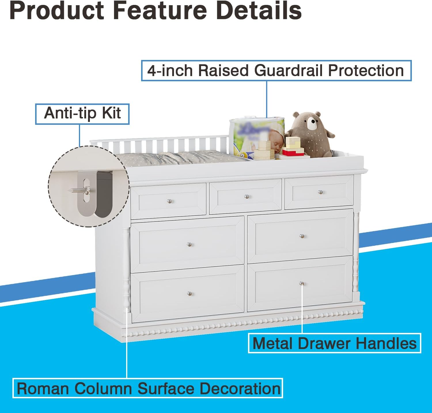 56,5 inch babyverschoontafel c - Baby Nursery Dresser Changing Table recensie en prijs