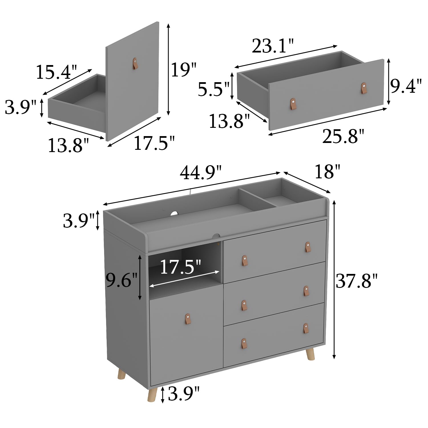 Baby commode met 4 laden, kind - Baby Nursery Dresser Changing Table recensie en prijs