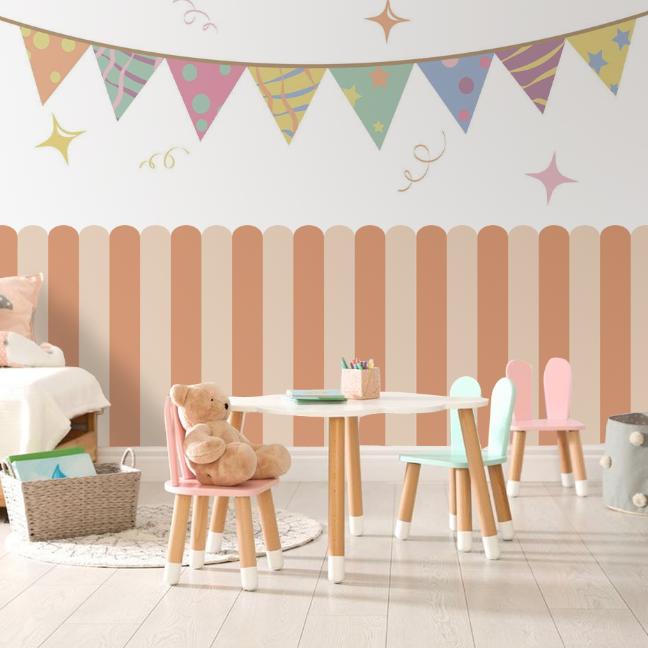 Veelkleurig verticaal gestreep - Baby Nursery Vinyl recensie en prijs