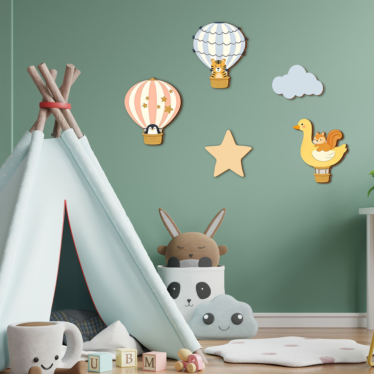 5 stuks dieren heteluchtballon - Baby Nursery Vinyl recensie en prijs